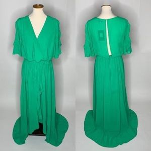 Green Maxi Flowy Chiffon Dress